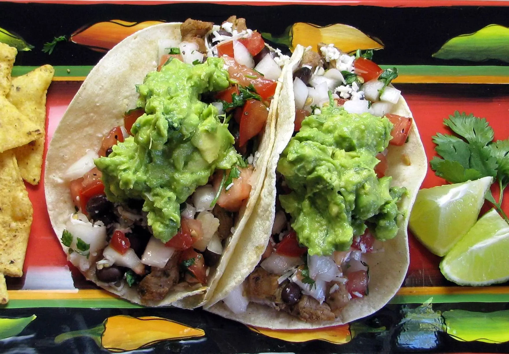 Pork Tacos with Fresh Pico de Gallo and Guacamole