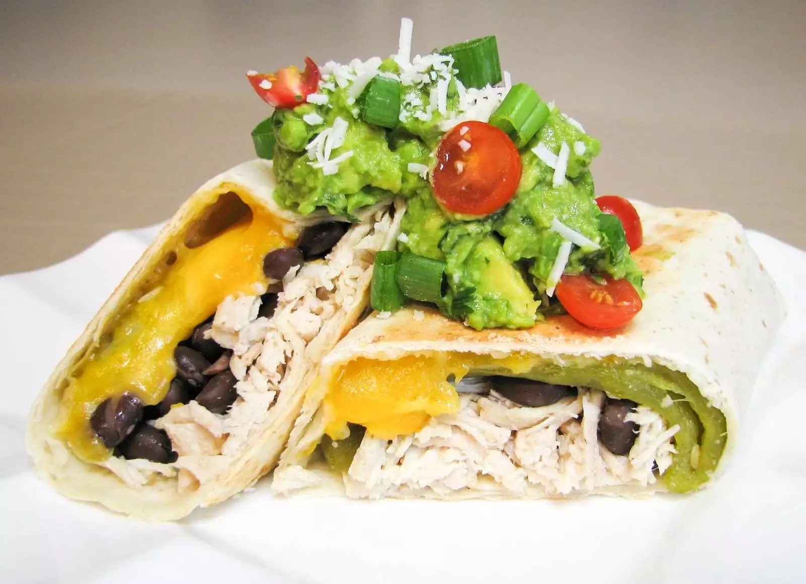 Shredded Chicken, Green Chile, Black Bean and Cheddar Cheese Chimichanga