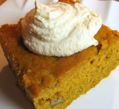 Pumpkin Spice Cake with Cinnamon Whipped Cream