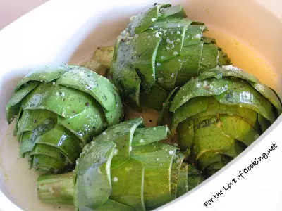 Baked Artichokes with Lemon, Garlic and Basil