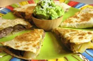 Flank Steak, Caramelized Onion and Extra Sharp Cheddar Quesadillas