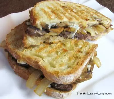 Flank Steak, Caramelized Onion, Mushroom and Blue Cheese Panini