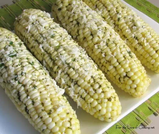 Sweet Corn with Cilantro Lime Butter and Cotija Cheese