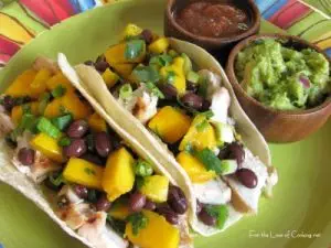 Cilantro Lime Chicken Tacos with a Mango and Black Bean Salsa