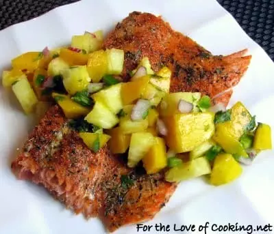 Grilled Blackened Salmon with Pineapple Mango Salsa