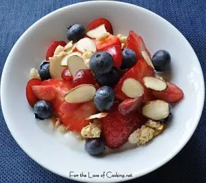 Yogurt and Granola Parfait with Fresh Fruit and Almonds