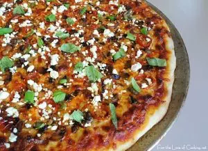 Roasted Vegetable, Feta Cheese, and Fresh Basil Pizza