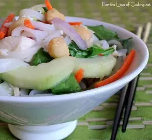 Chicken Rice Noodle Salad with Peanuts and Spicy Lime Vinaigrette