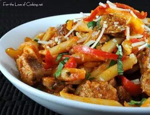 Penne with Sausage, Peppers, and Homemade Marinara