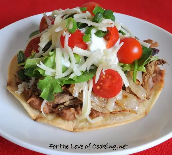 Shredded Pork and Caramelized Onion Tostada 