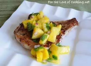 Blackened Pork Chops with a Pineapple - Mango Salsa