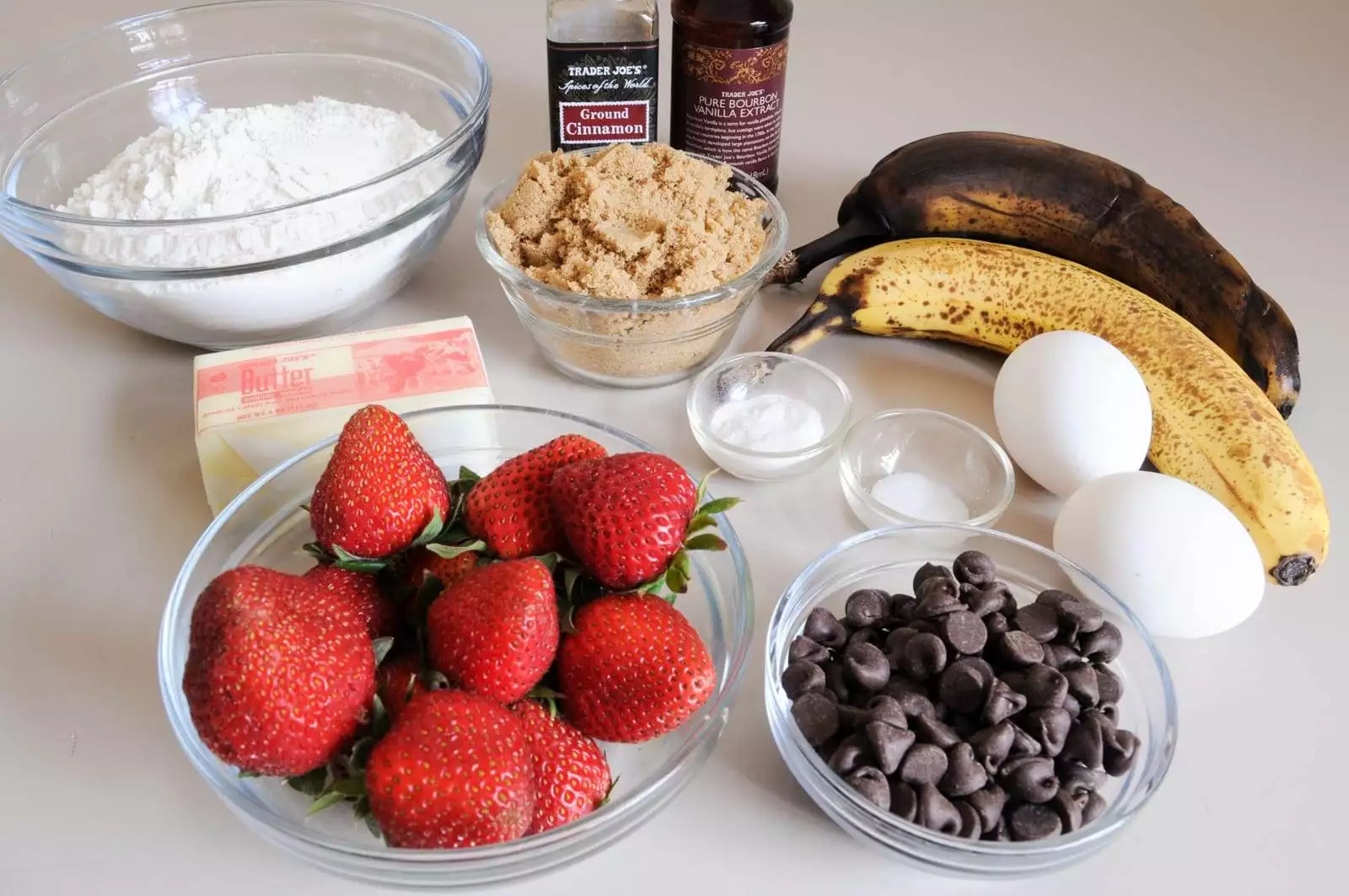 Banana, Strawberry, and Chocolate Chip Muffins