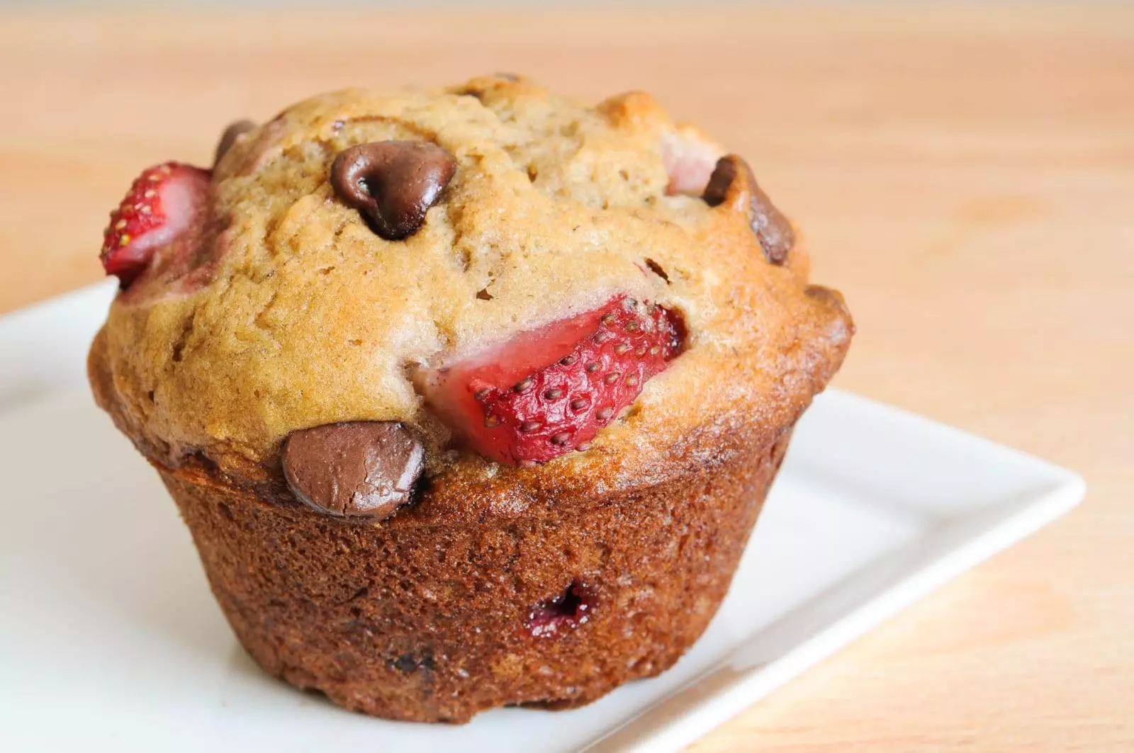 Banana, Strawberry, and Chocolate Chip Muffins