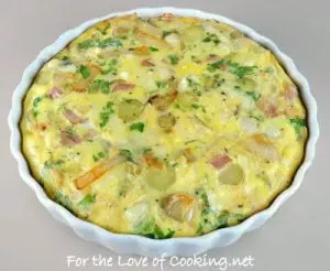 Caramelized Onion and Potato Frittata with Ham and Swiss