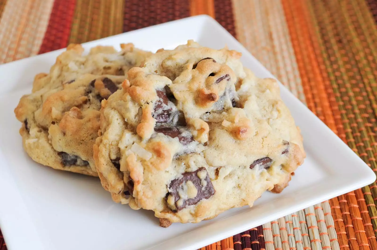 Coconut, Chocolate Chunk, and Walnut Cookies