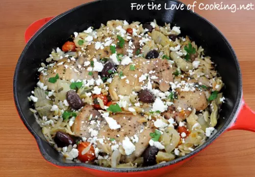 Mediterranean Chicken and Orzo Bake