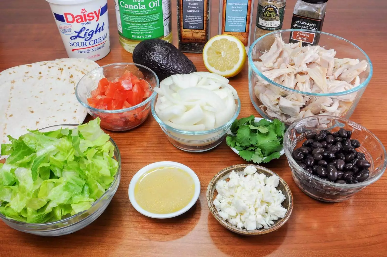 Chicken Tostadas with Avocado Dressing