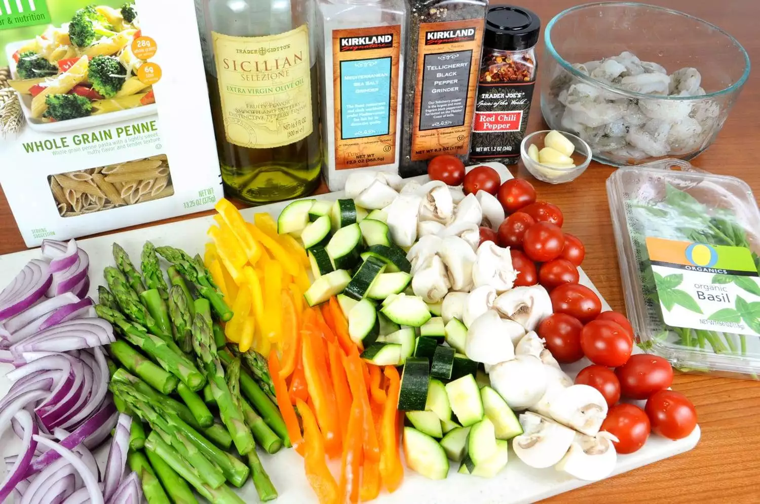 Summer Veggies with Pasta and Shrimp