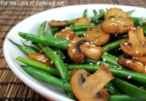 Sesame Green Beans with Mushrooms and Chestnuts