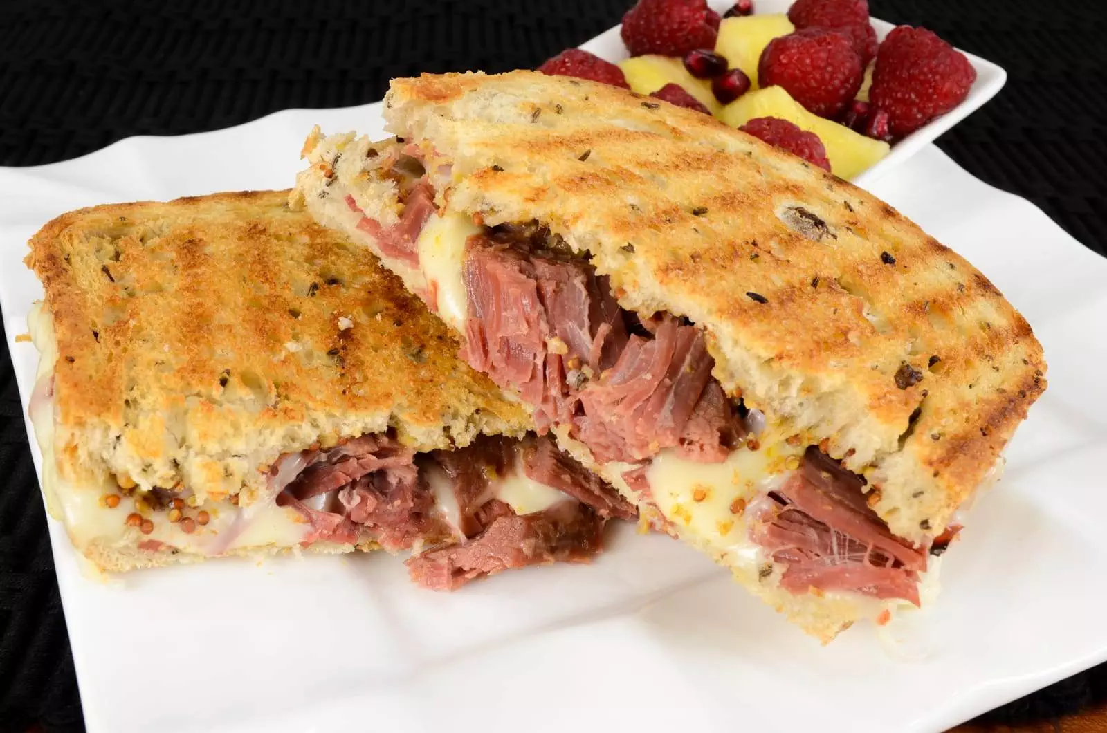 Corned Beef and Swiss Panini on Rye