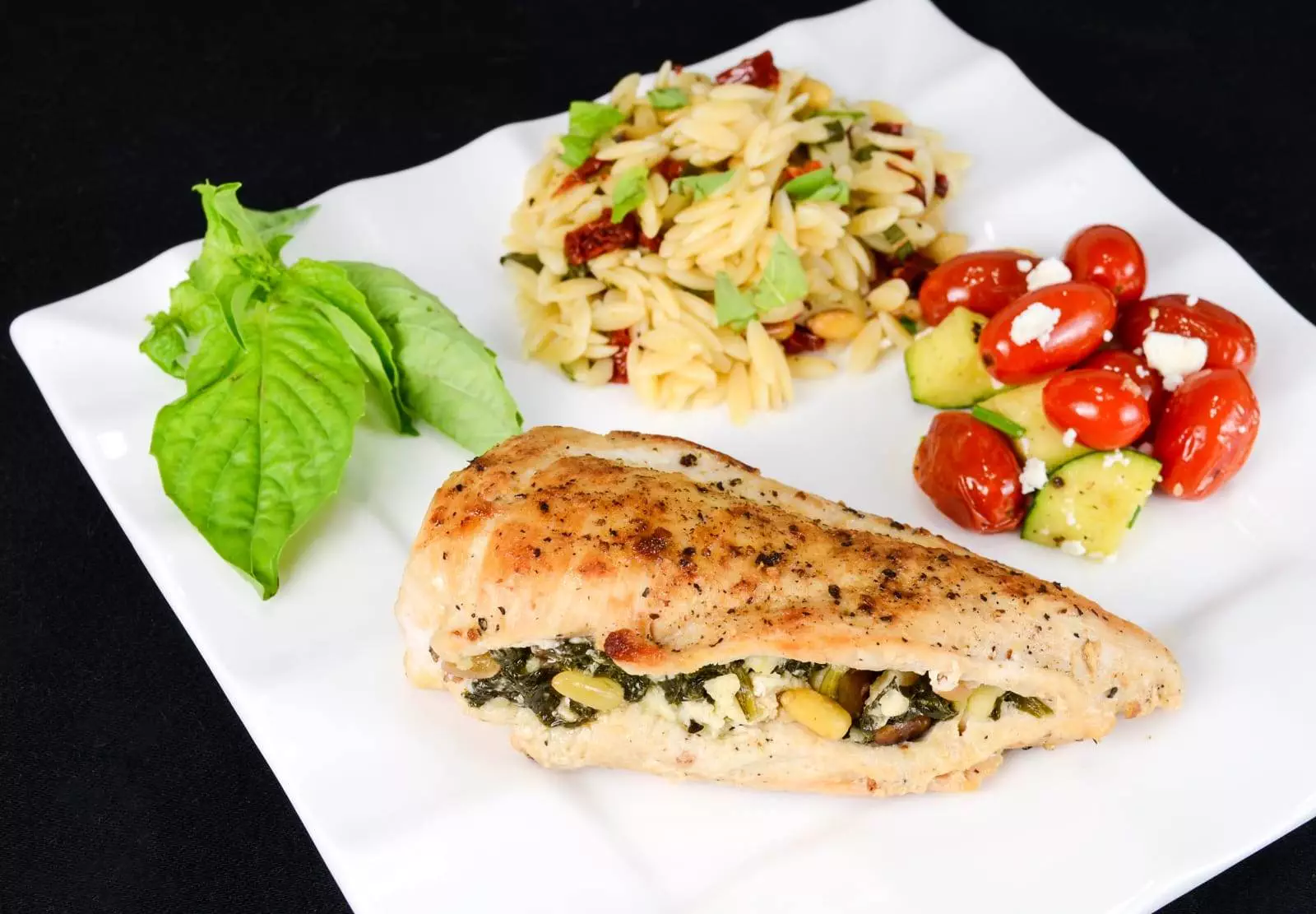 Chicken Stuffed with Spinach, Feta, and Pine Nuts