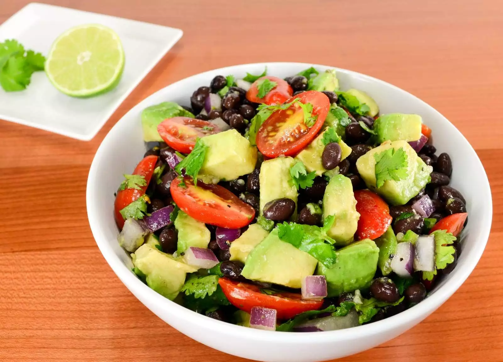 Black Bean Salad with Avocado, Tomatoes, Red Onion, and Cilantro