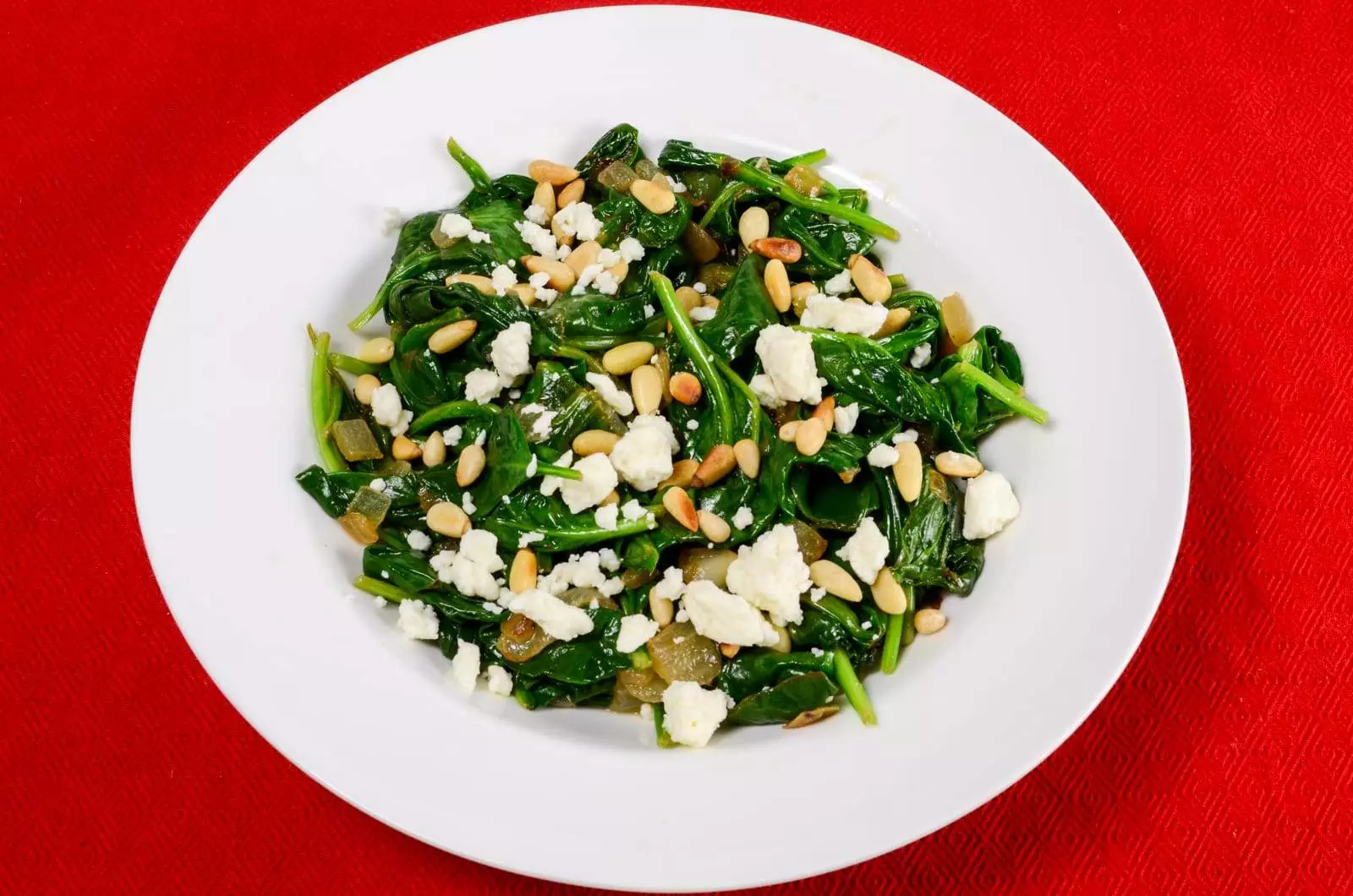 Lemony Spinach with Feta and Pine Nuts