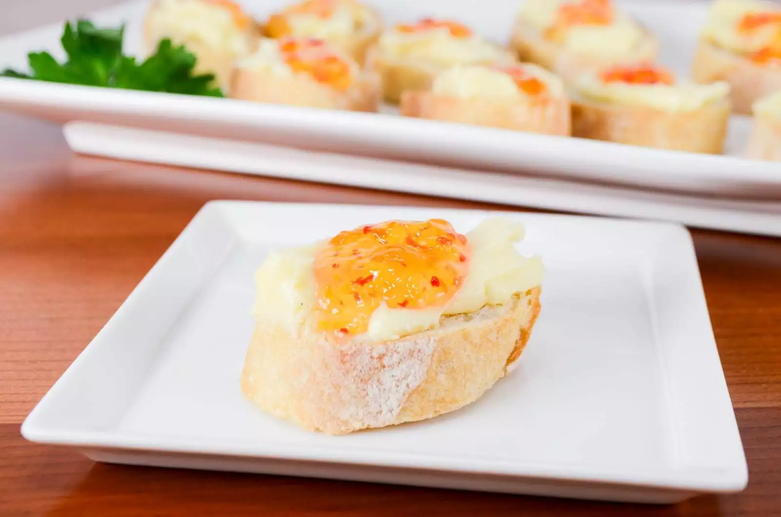 Brie and Mango Pepper Jelly Crostini