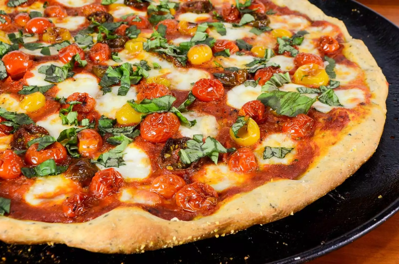 Roasted Tomato Pizza with Fresh Basil and Homemade Pizza Sauce