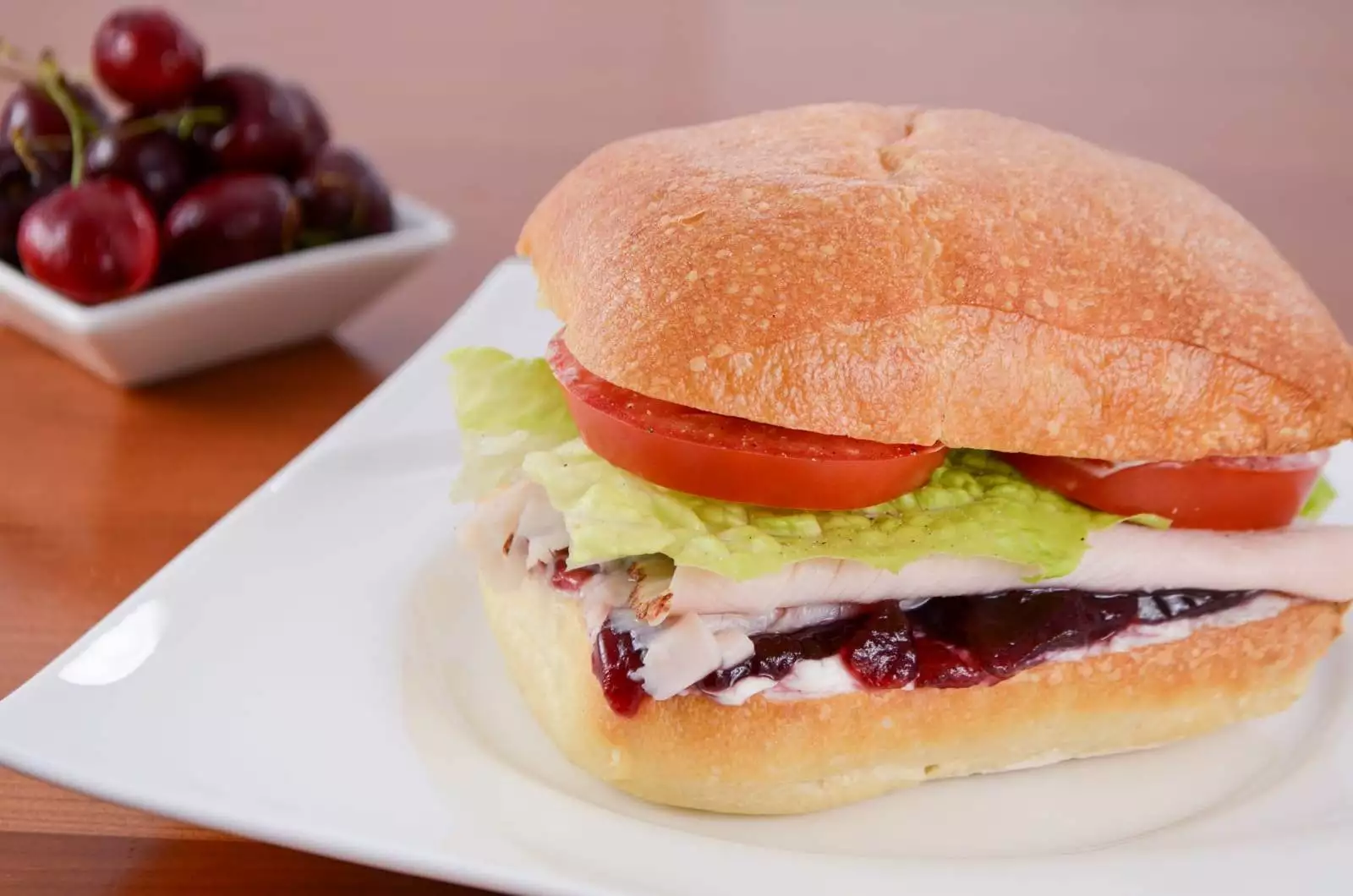 Turkey, Cranberry, and Cream Cheese on Toasted Ciabatta