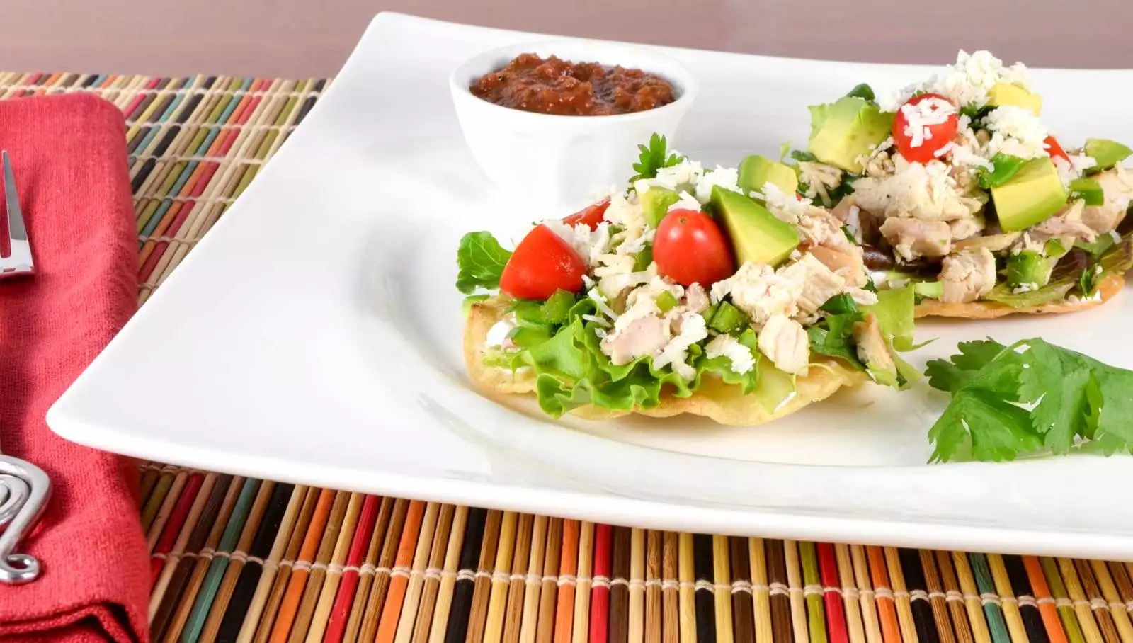 Mini Chicken Tostadas with Avocado