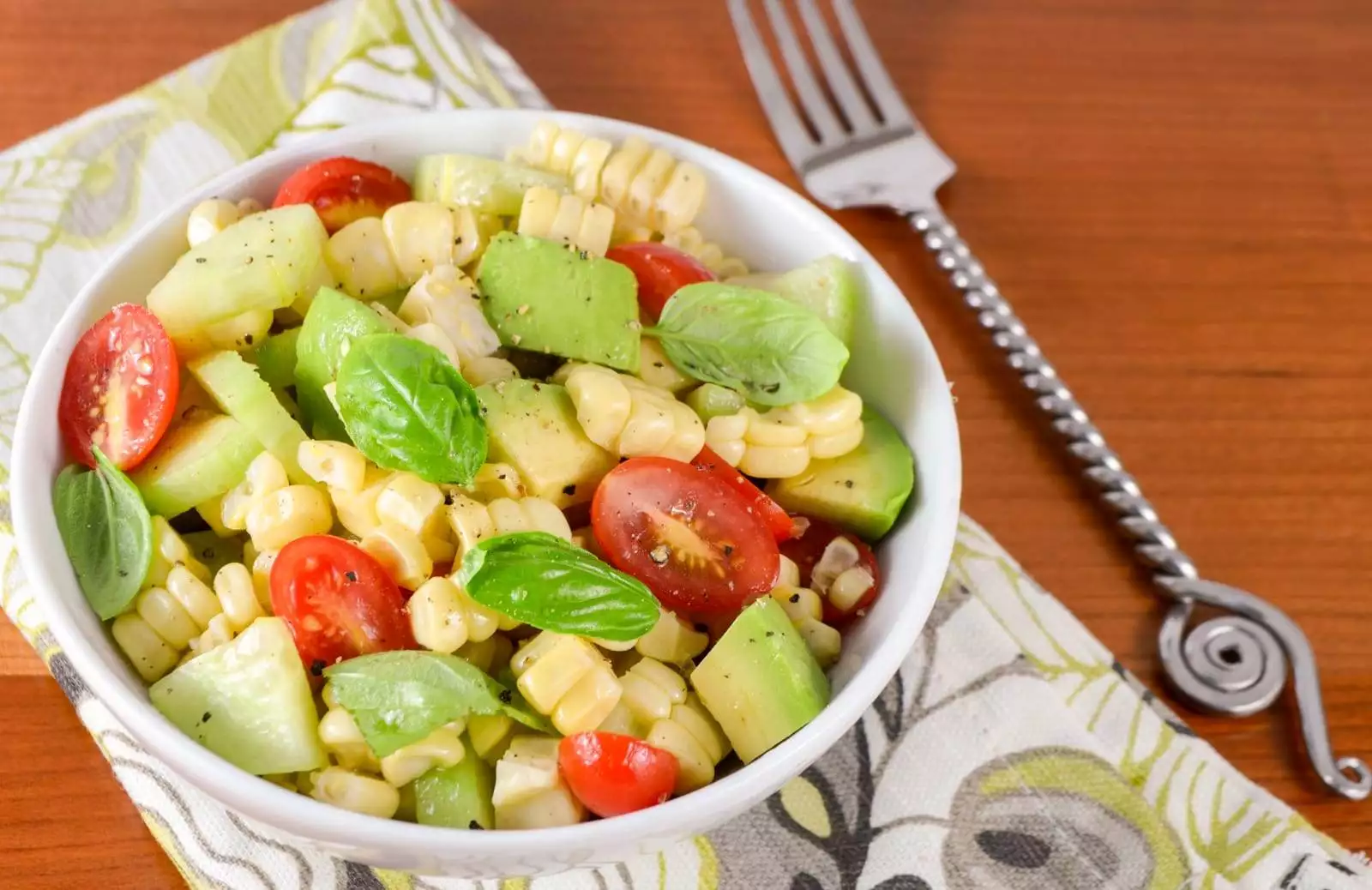 Corn, Avocado, Tomato, and Basil Salad