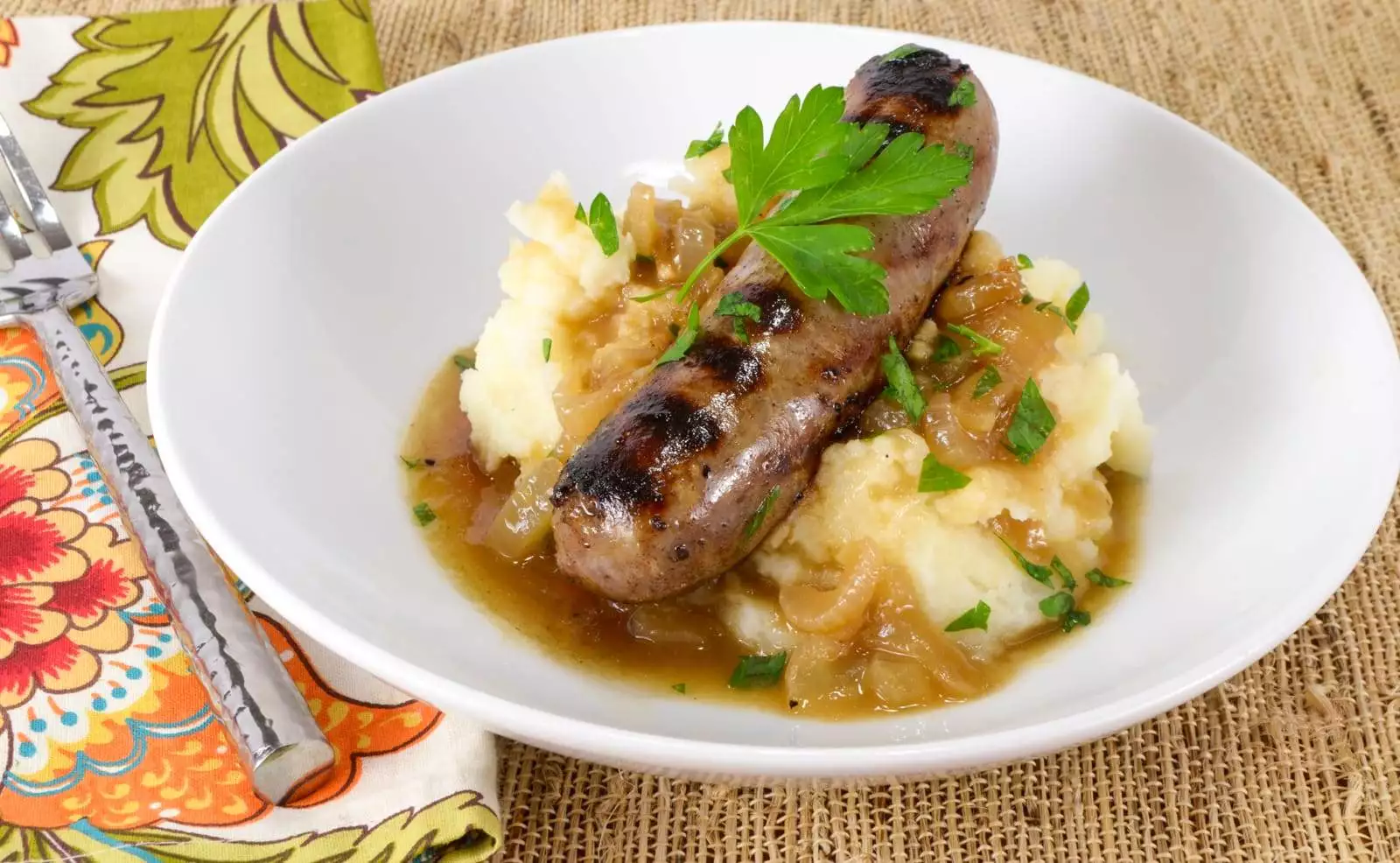 Bangers and Mash with Onion Gravy