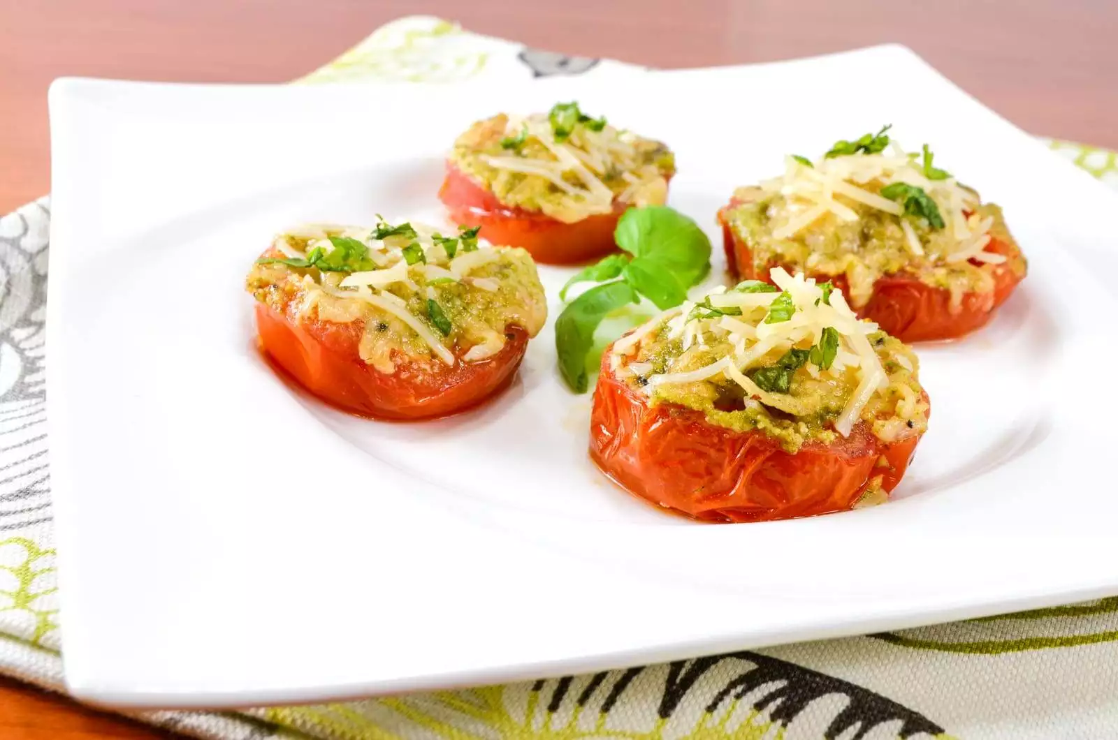 Roasted Tomatoes with Pesto and Parmesan