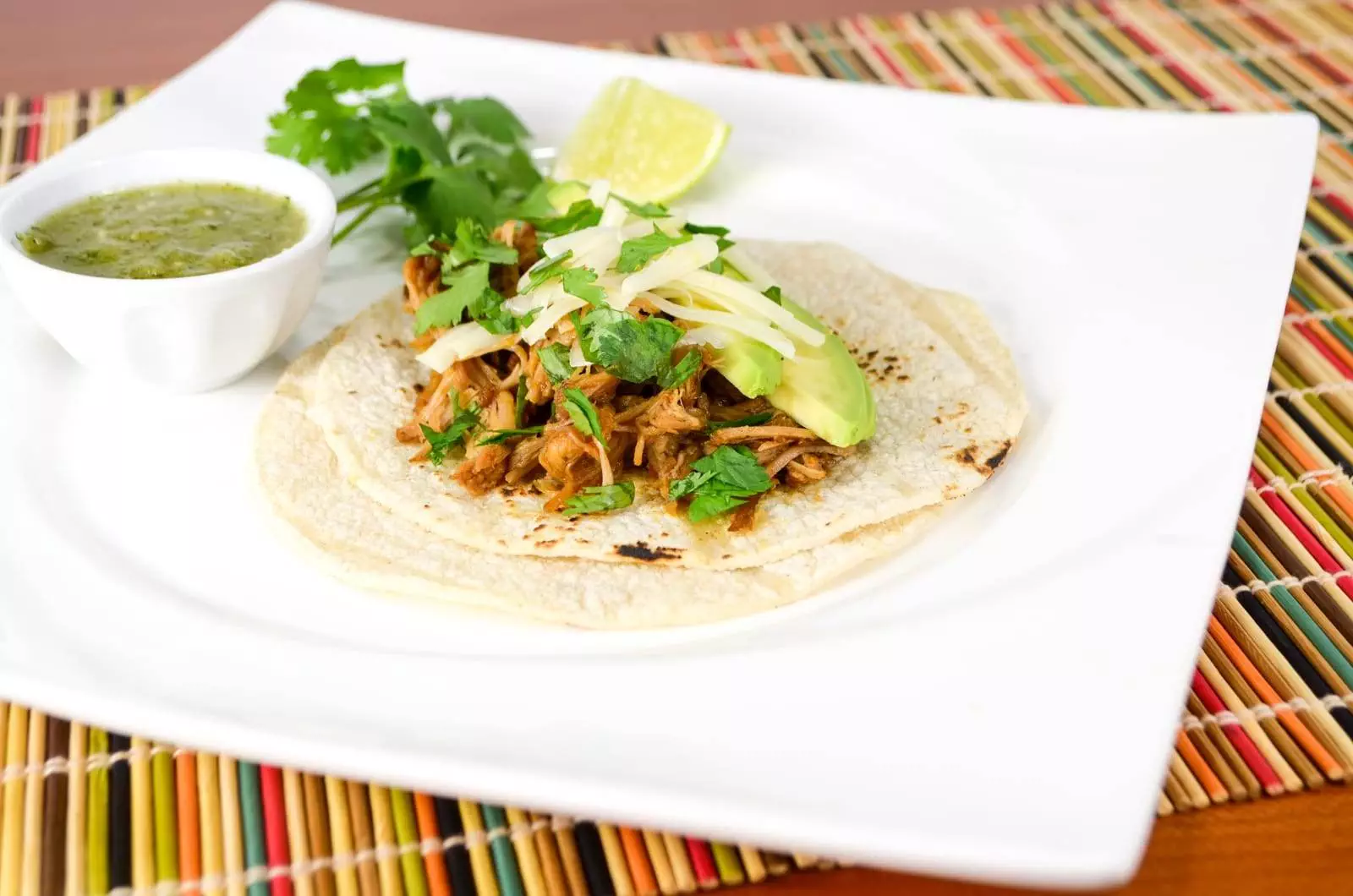 Spicy Shredded Pork Tacos with Avocado