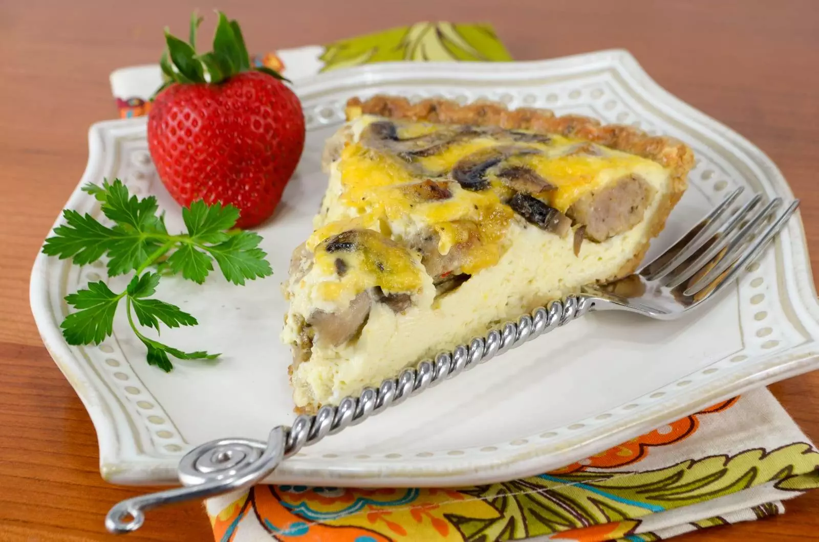 Sausage, Mushroom, and Cheddar Quiche