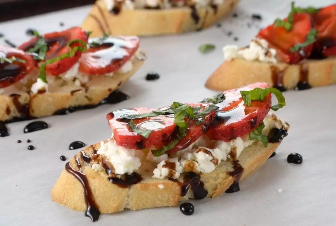 Strawberry and Goat Cheese Bruschetta with Fresh Basil