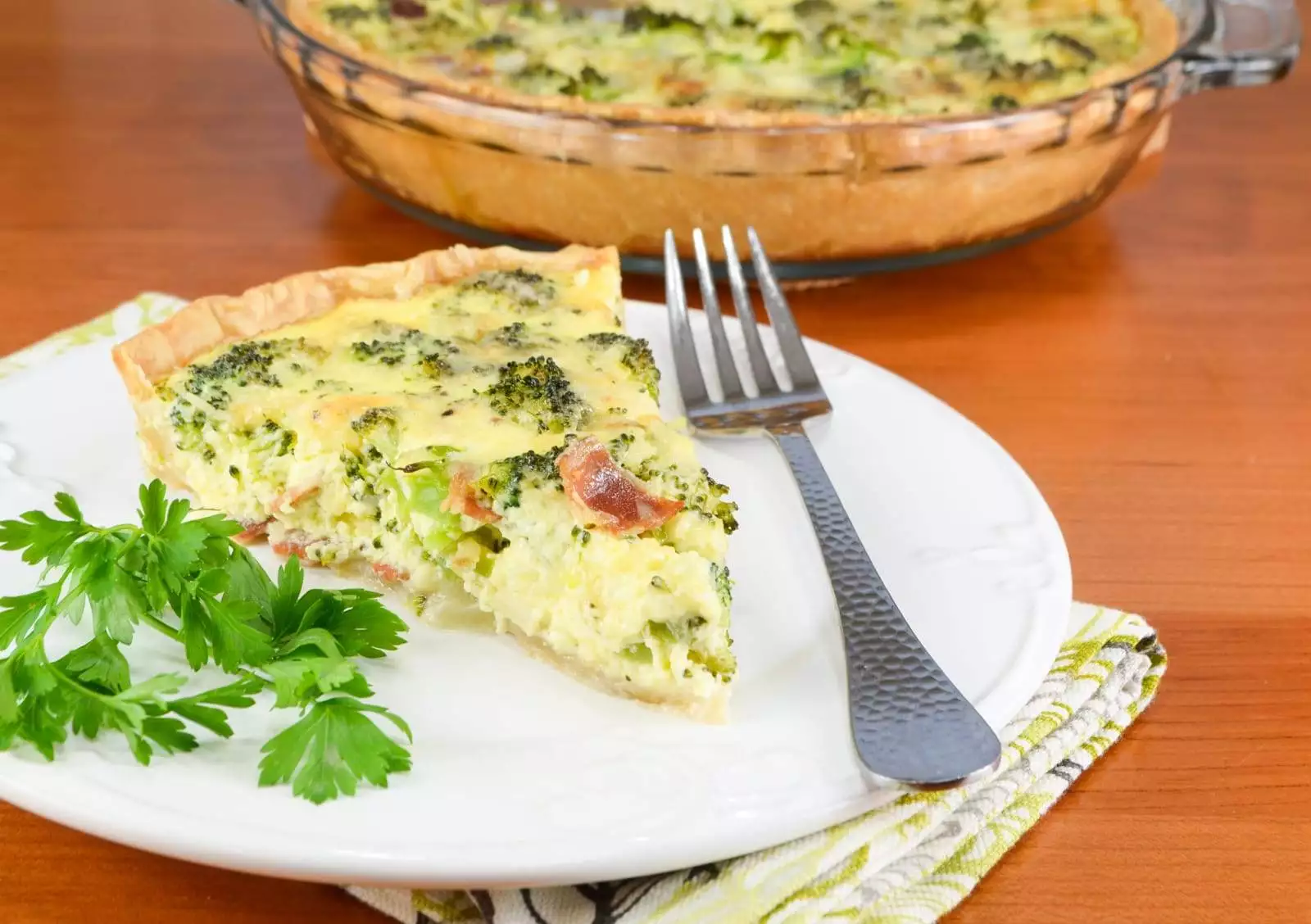 Broccoli, Extra Sharp Cheddar, and Bacon Quiche