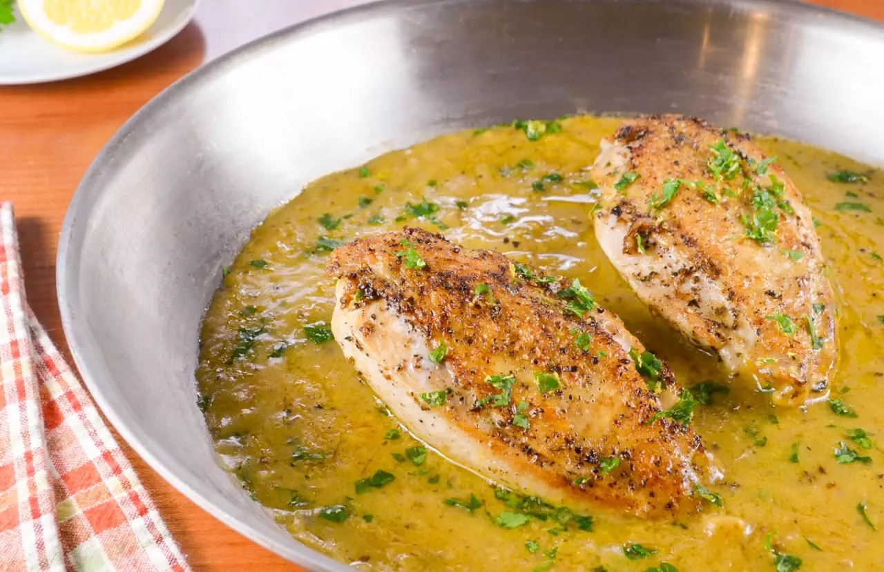 Skillet Roasted Chicken Breasts in Lemon Sauce