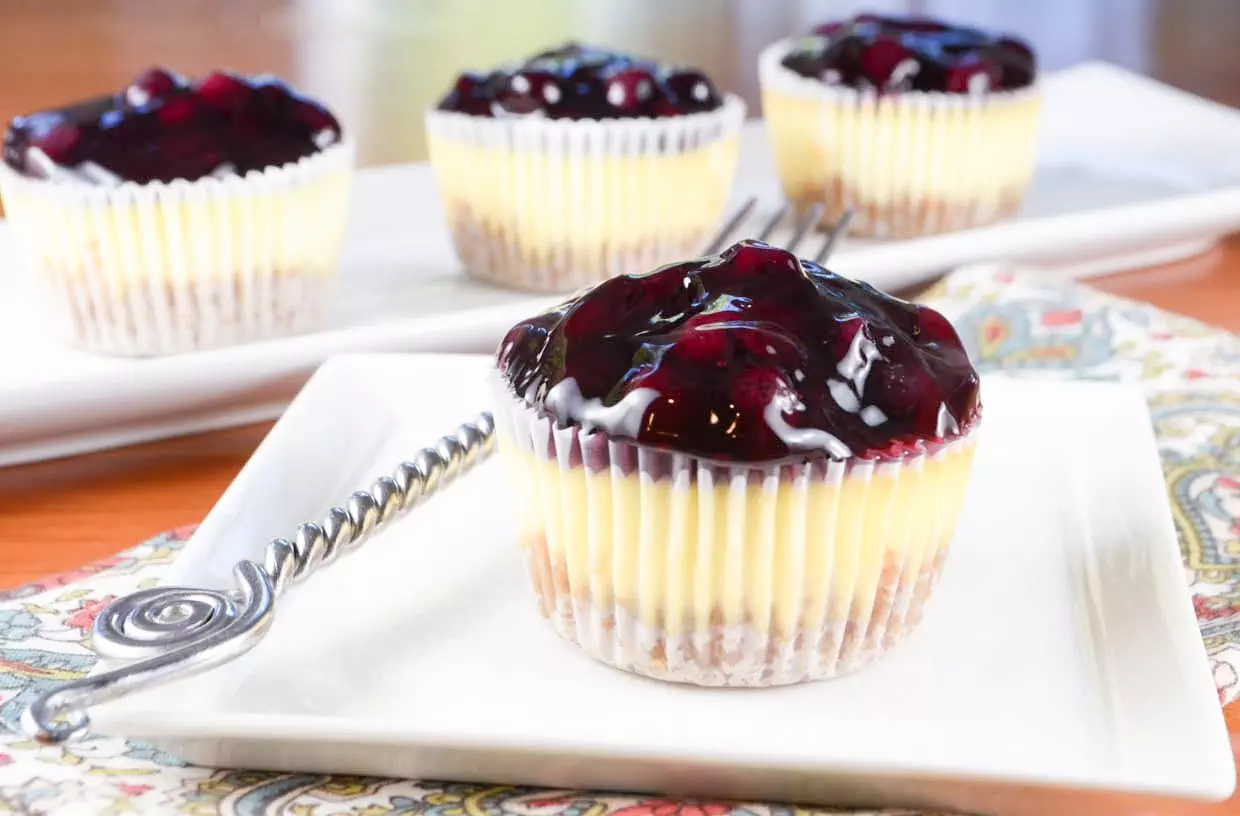 Mini Lemon-Blueberry Cheesecakes