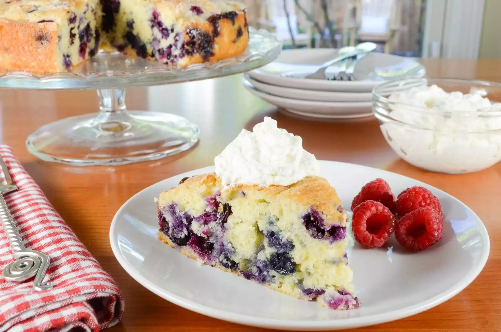 Blueberry Vanilla Bean Cake with Lemon Whipped Cream