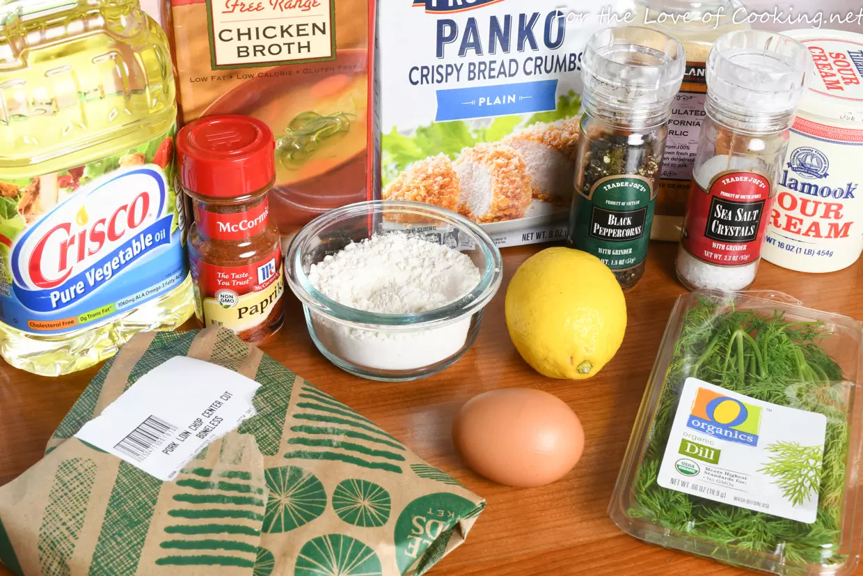 Crispy Pork Cutlets with a Creamy Dill Sauce