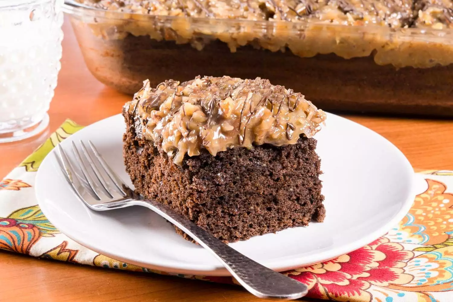 German Chocolate Snack Cake with Coconut-Pecan Frosting