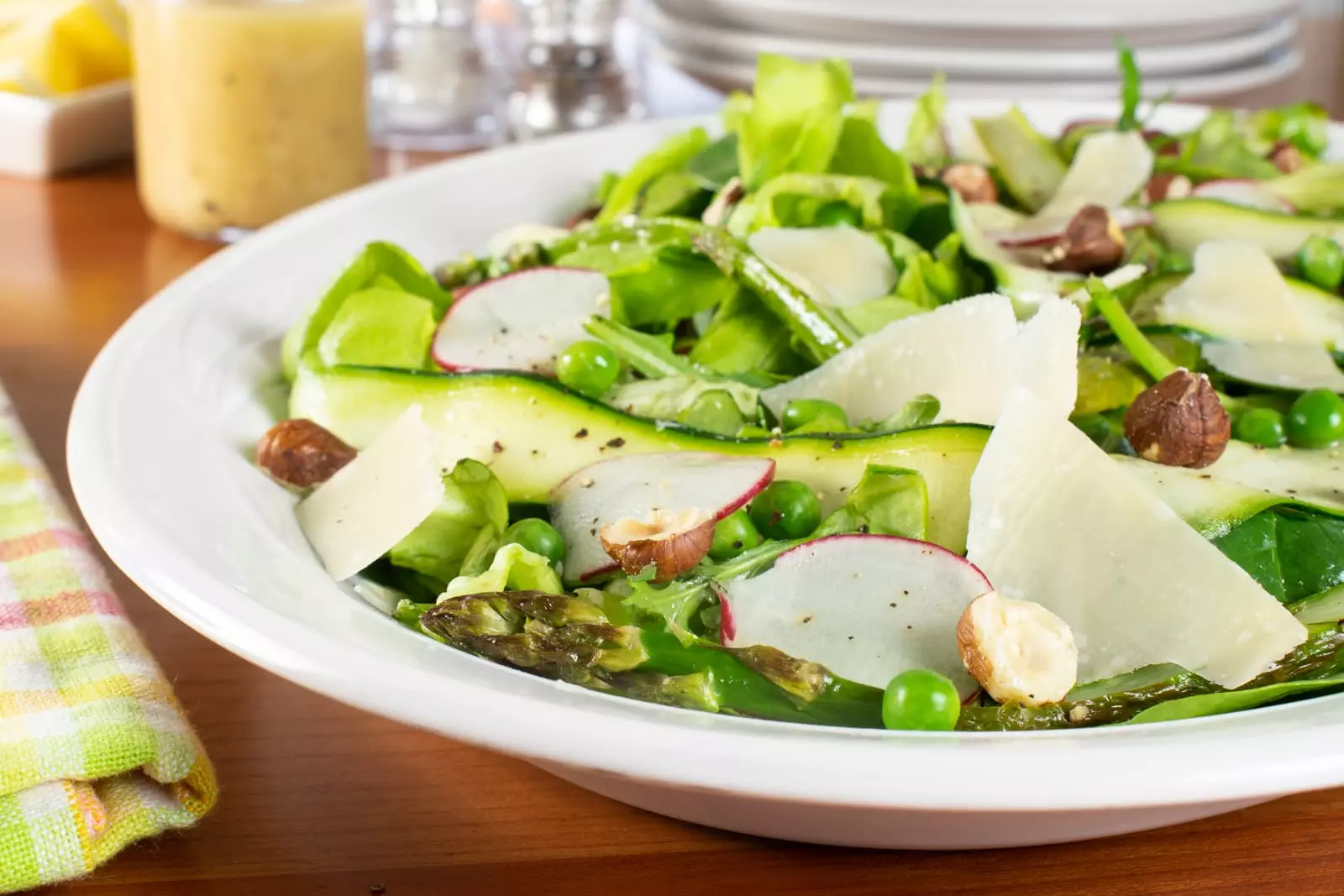 Spring Salad with Asparagus, Zucchini, and Hazelnuts with a Lemon Vinaigrette