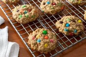 Chewy Oatmeal M&M Cookies