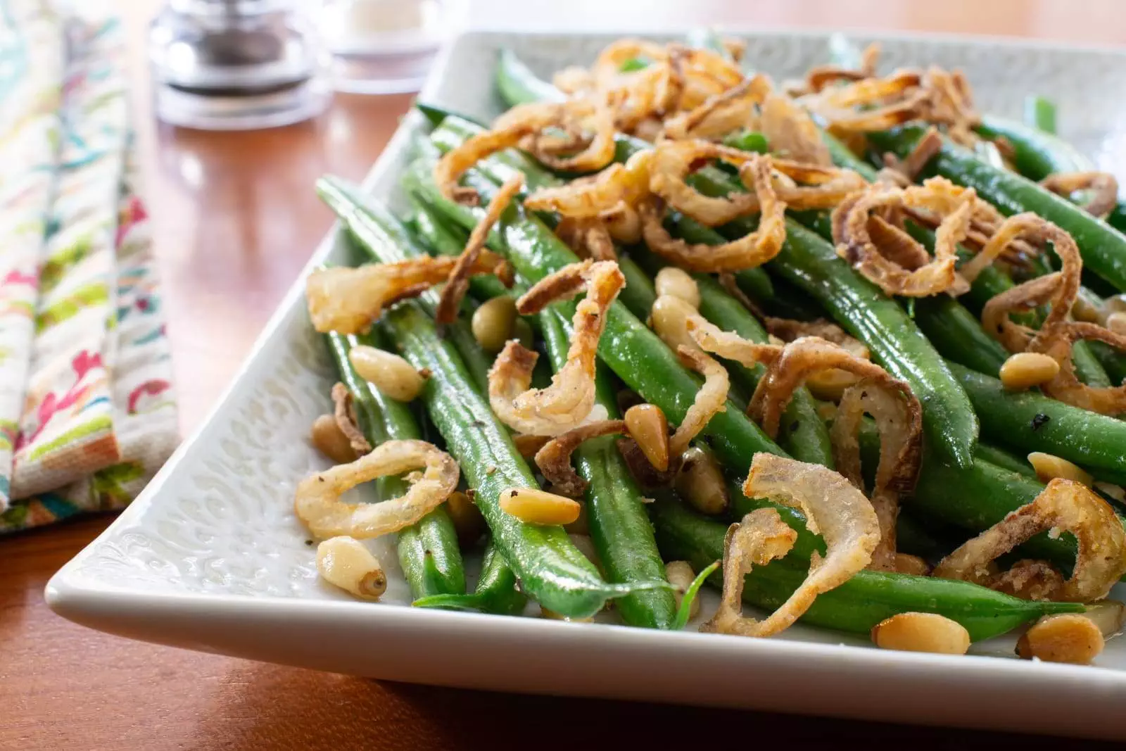 Brown Butter Green Beans with Crispy Shallots and Pine Nuts