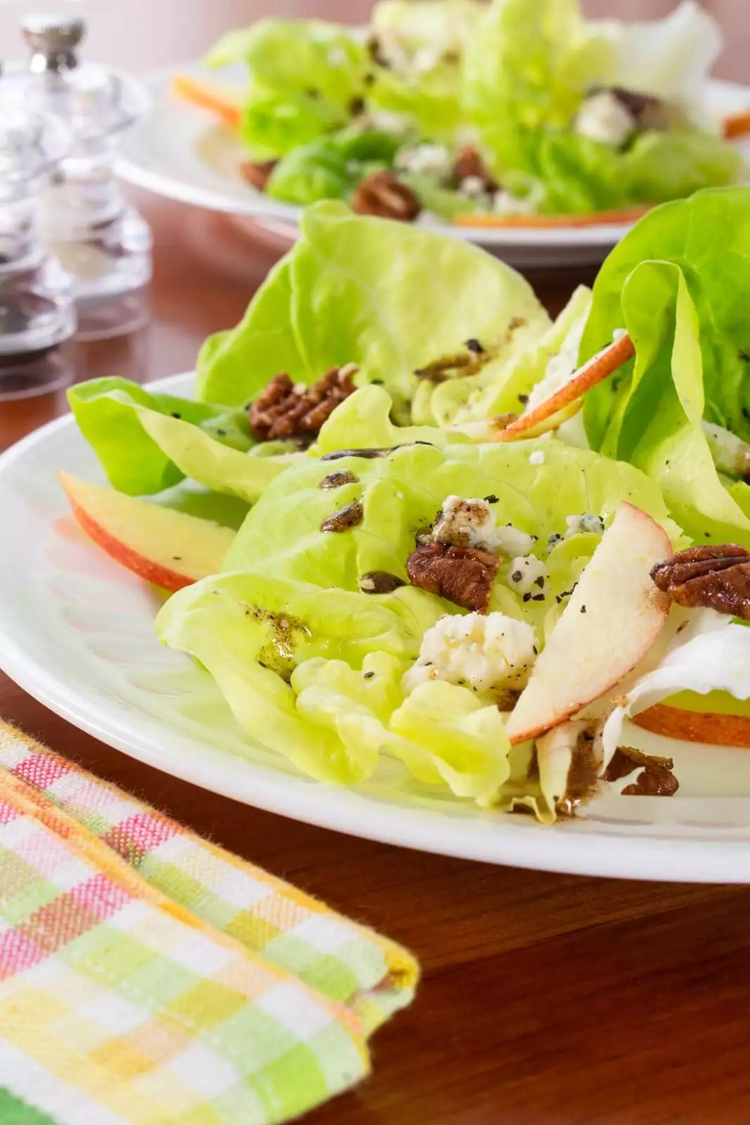 Butter Lettuce with Blue Cheese, Apples, and Candied Pecans with a Balsamic Vinaigrette