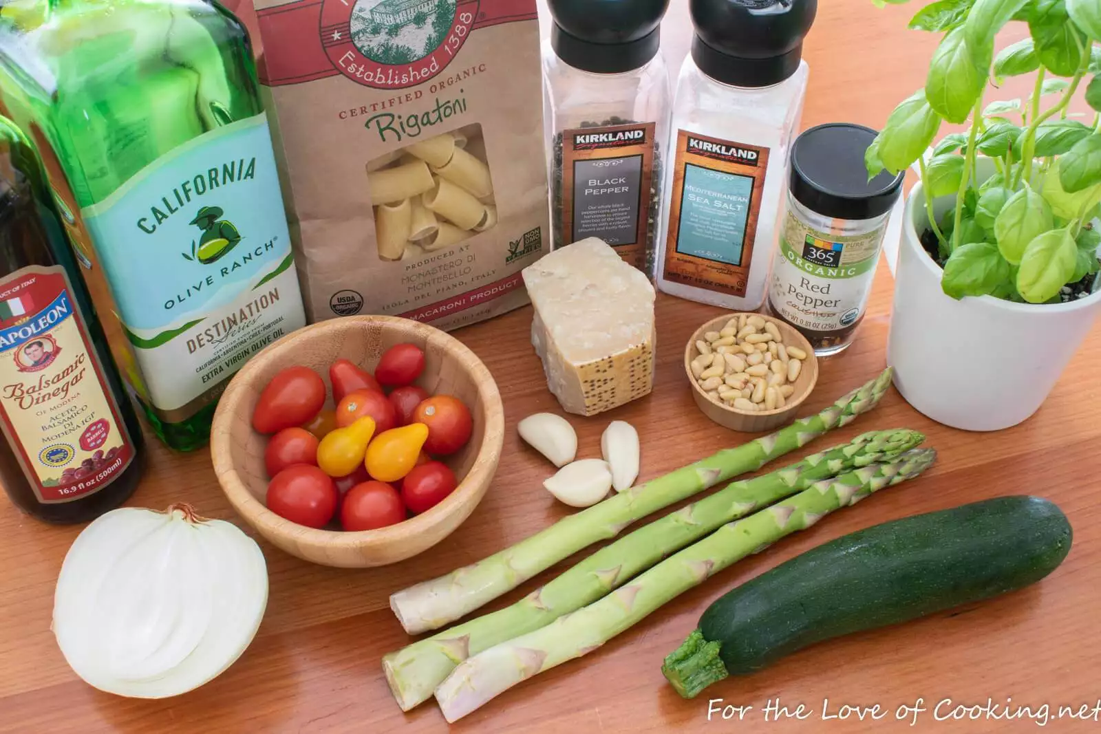 Rigatoni with Zucchini, Tomatoes, Basil and Pine Nuts