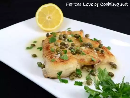 Halibut with Lemon Caper Sauce