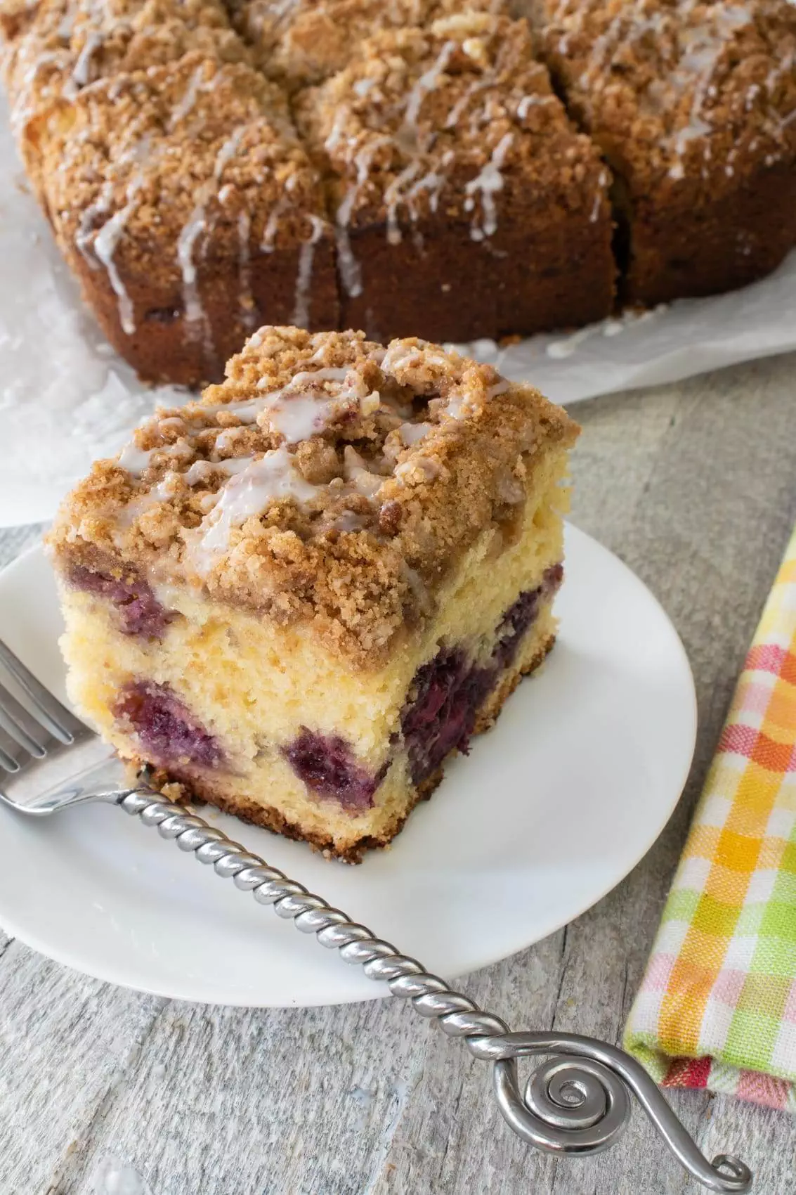 Glazed Berry Coffee Cake with Lemony Crumbs